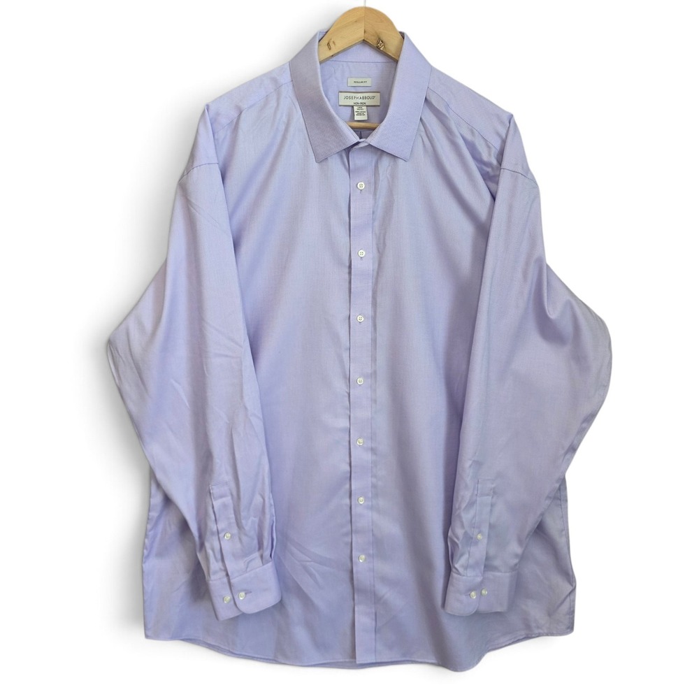 Joseph Abboud Dress Shirt Mens 18.5 36/37 Purple Lavender Non Iron Regular Fit